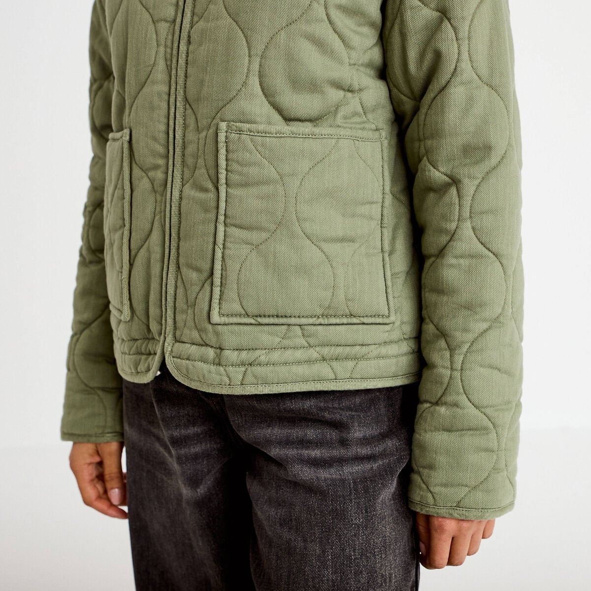 Veste matelass&eacute;e zipp&eacute;e vert kaki femme