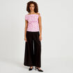 Top pliss&eacute; col bardot sans manches rose clair femme