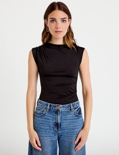 Body ajust&eacute; d&eacute;collet&eacute; sans manches noir femme