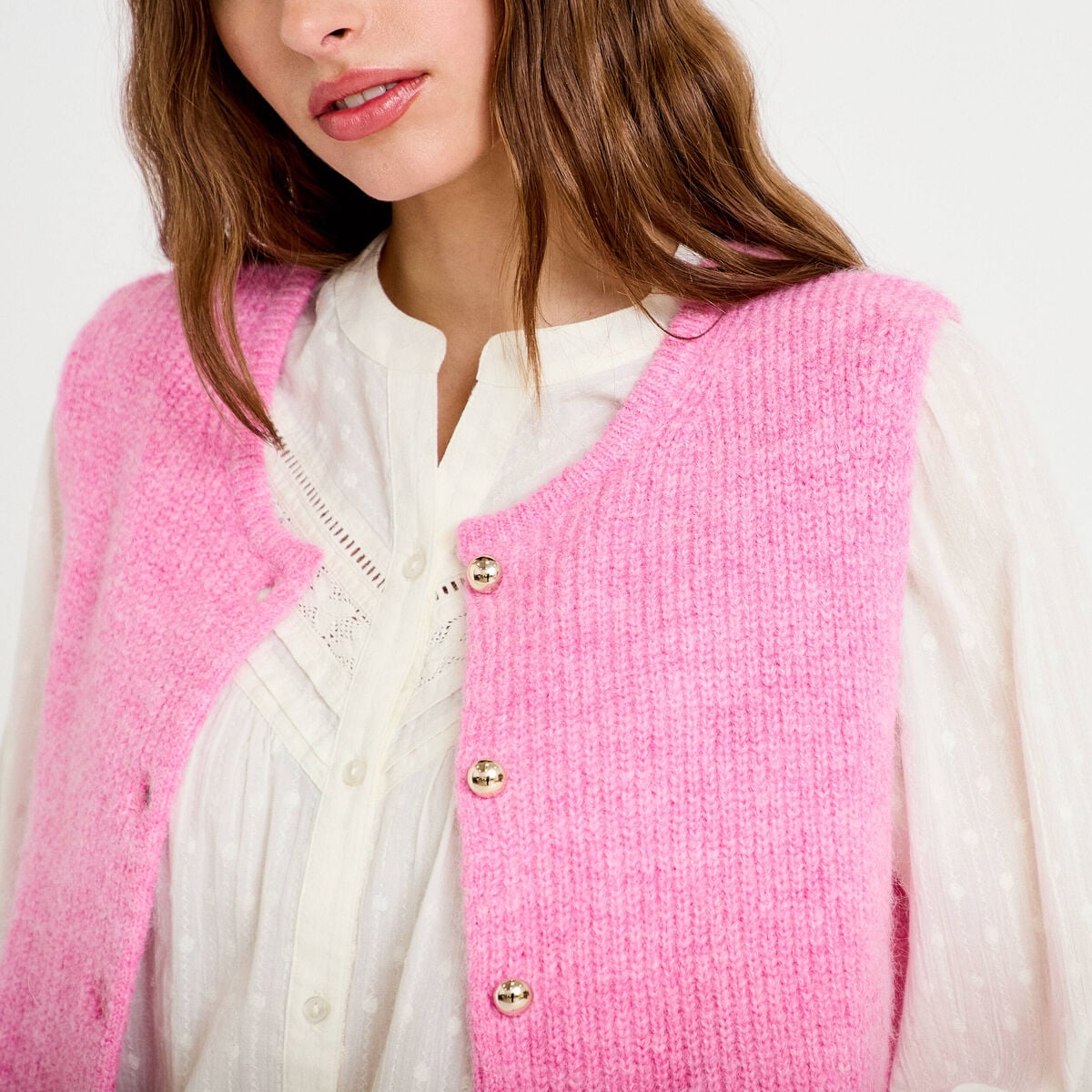 Gilet sans manches rose fushia femme