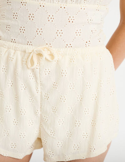 Short ajour&eacute; ecru femme
