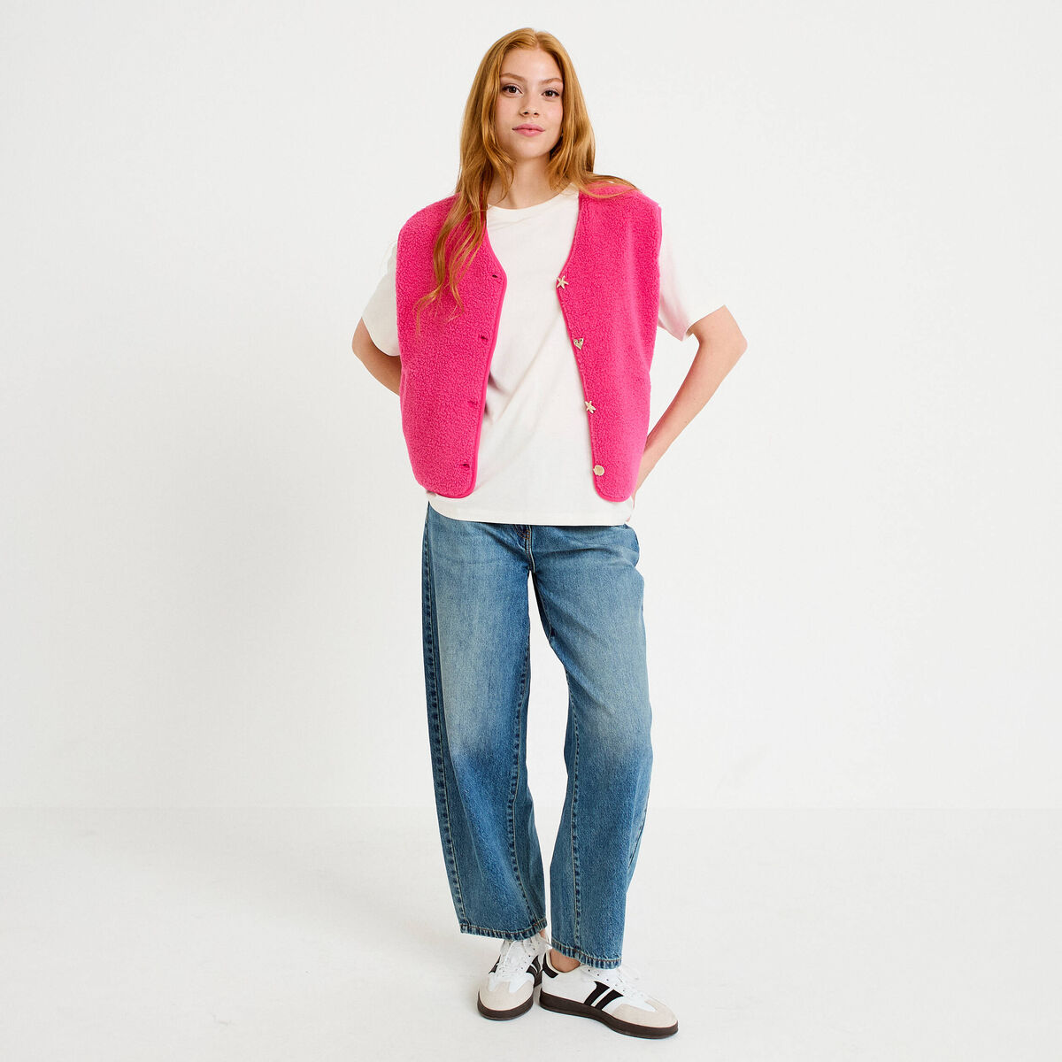 T-shirt col rond manches courtes ecru femme