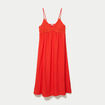 Robe bi-mati&egrave;re col v bretelles fines orange fonc&eacute; femme