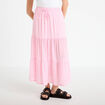 Jupe longue trap&egrave;ze rose clair femme