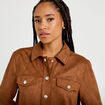 Robe droite 3/4 manches courtes daim marron femme