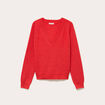 Pull fin col v rouge femme