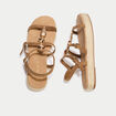 Sandales aspect daim camel femme