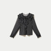 Blouse droite voile manches longues noir femme