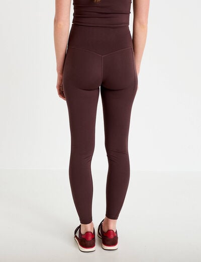 Legging taille haute marron fonc&eacute; femme