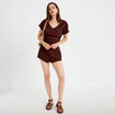 Short ajour&eacute; marron femme