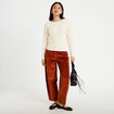 Pantalon barrel en velours marron cognac femme