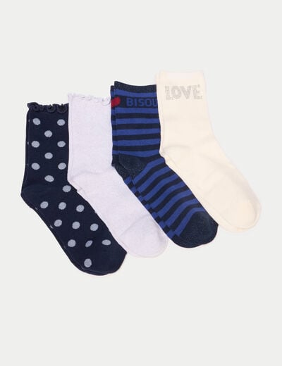 Bo&icirc;te cadeau 4 paires chaussettes bleu marine femme