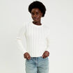 Pull torsad&eacute; ecru femme