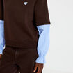 Sweat bi-mati&egrave;re manches longues marron fonc&eacute; femme