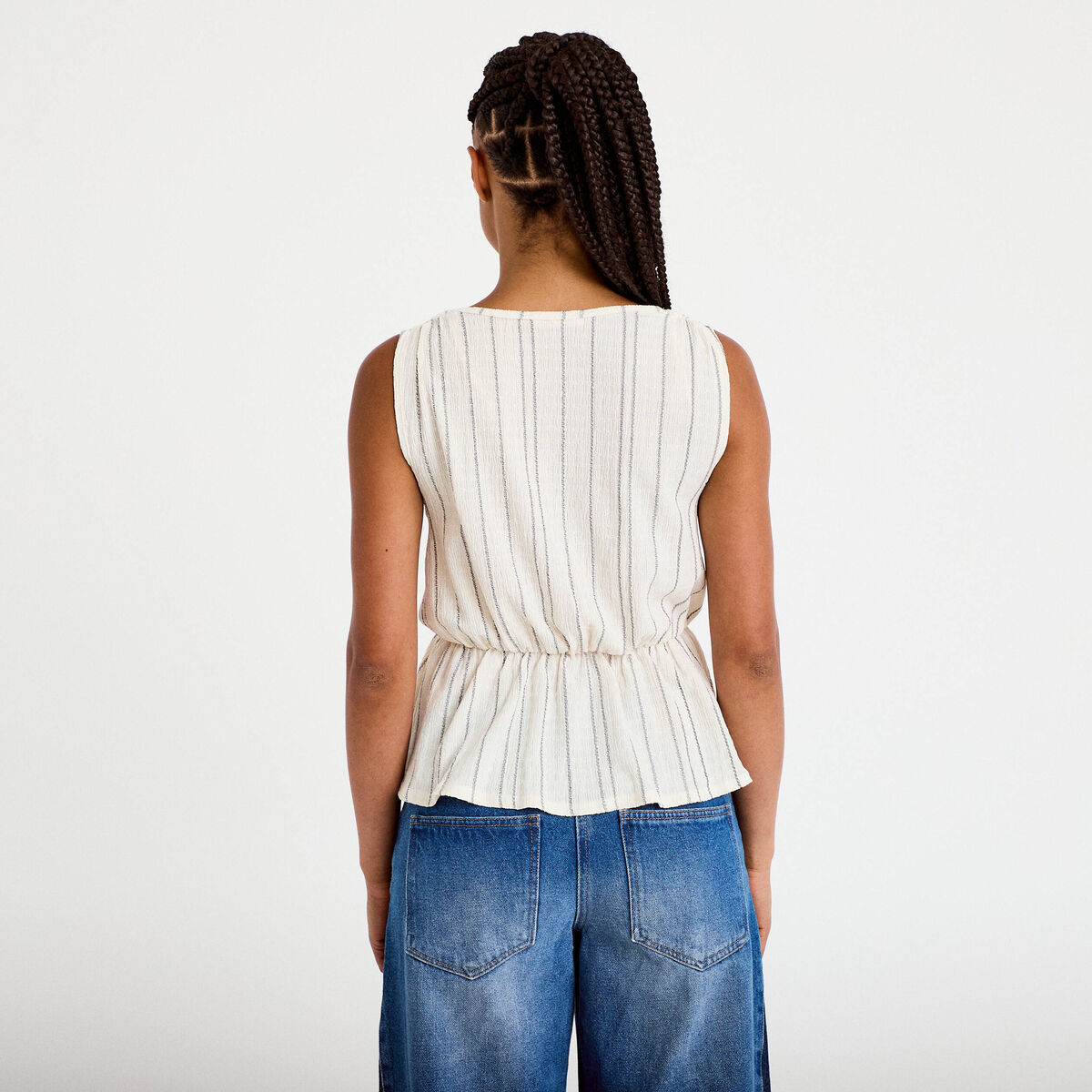 Blouse sans manches col v blanc femme