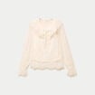 Blouse manches longues en dentelle ecru femme