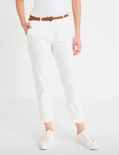 Pantalon chino 7/8&egrave;me ecru femme