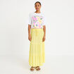 Jupe longue pliss&eacute;e &eacute;vas&eacute;e jaune pastel femme
