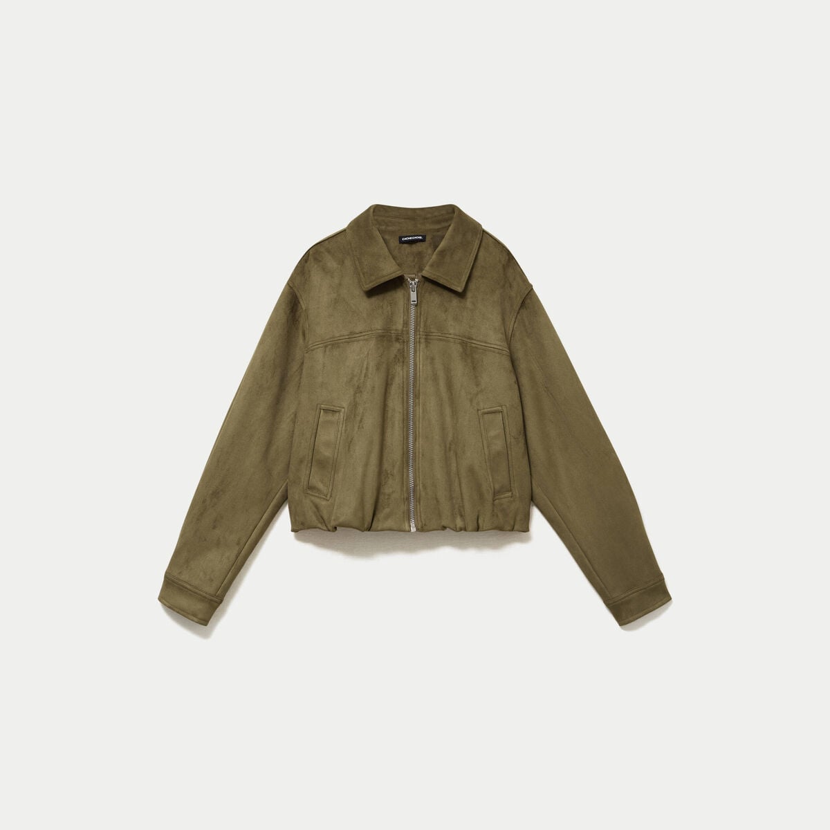 Veste effet boule oversize cropped vert kaki femme