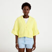 Veste ample pliss&eacute;e manches 3/4 jaune citron femme