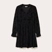 Robe courte &eacute;vas&eacute;e col v manches longues noir femme