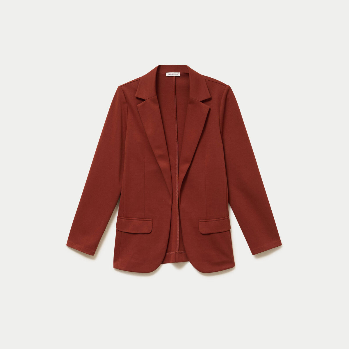 Veste blazer cintr&eacute;e marron cognac femme
