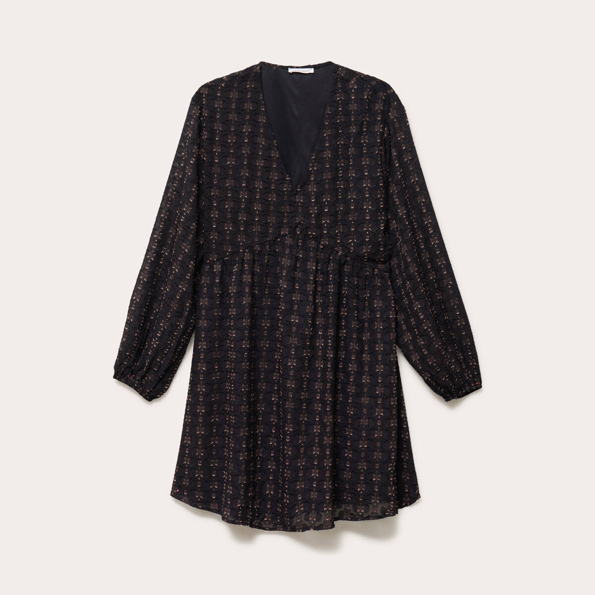 Robe en voile col V noir femme