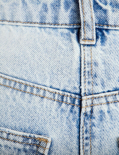 Jean barrel cropped taille standard denim bleach femme