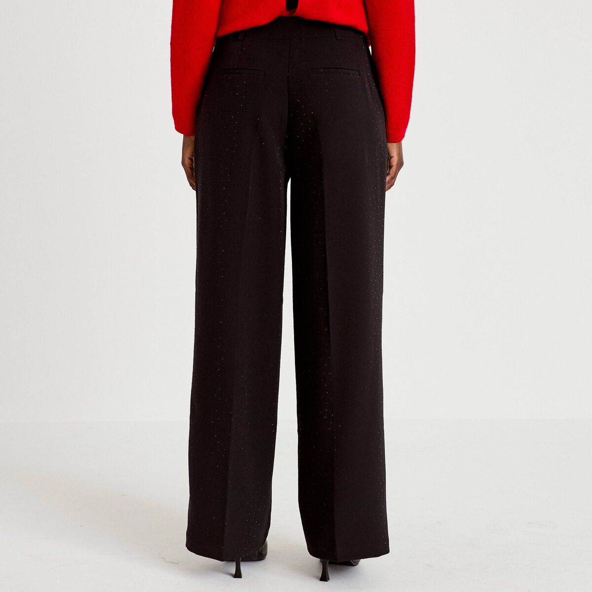 Pantalon bootcut &agrave; strass noir femme