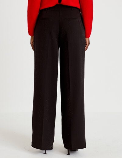 Pantalon bootcut &agrave; strass noir femme