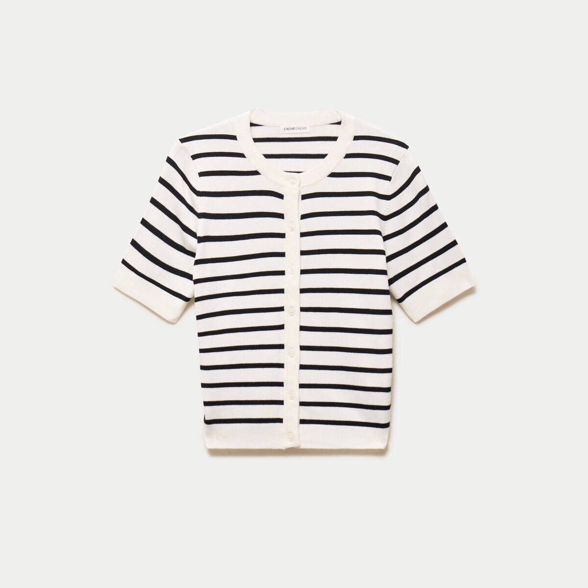 Gilet ajust&eacute; manches courtes fin blanc femme