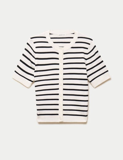 Gilet ajust&eacute; manches courtes fin blanc femme