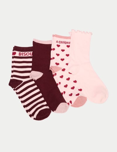 Bo&icirc;te cadeau 4 paires chaussettes rose clair femme