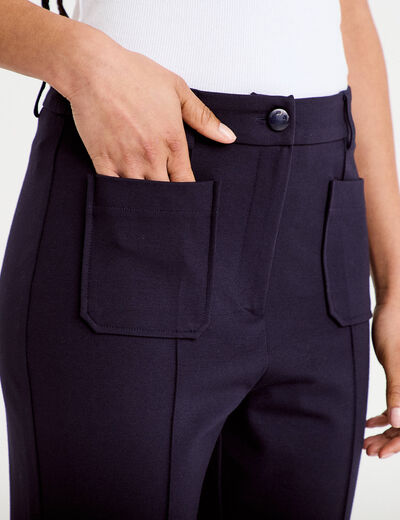 Pantalon bootcut taille standard bleu marine femme