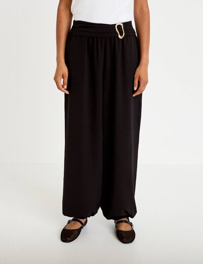 Pantalon bouffant taille standard noir femme