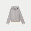 Pull &agrave; capuche gris clair femme