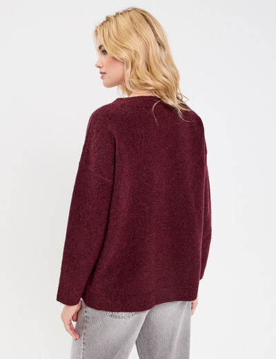 Gilet col v violet fonc&eacute; femme