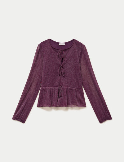 Blouse manches longues prune femme