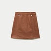 Jupe courte &eacute;vas&eacute;e aspect daim marron femme