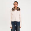 Gilet col fausse fourrure sable femme