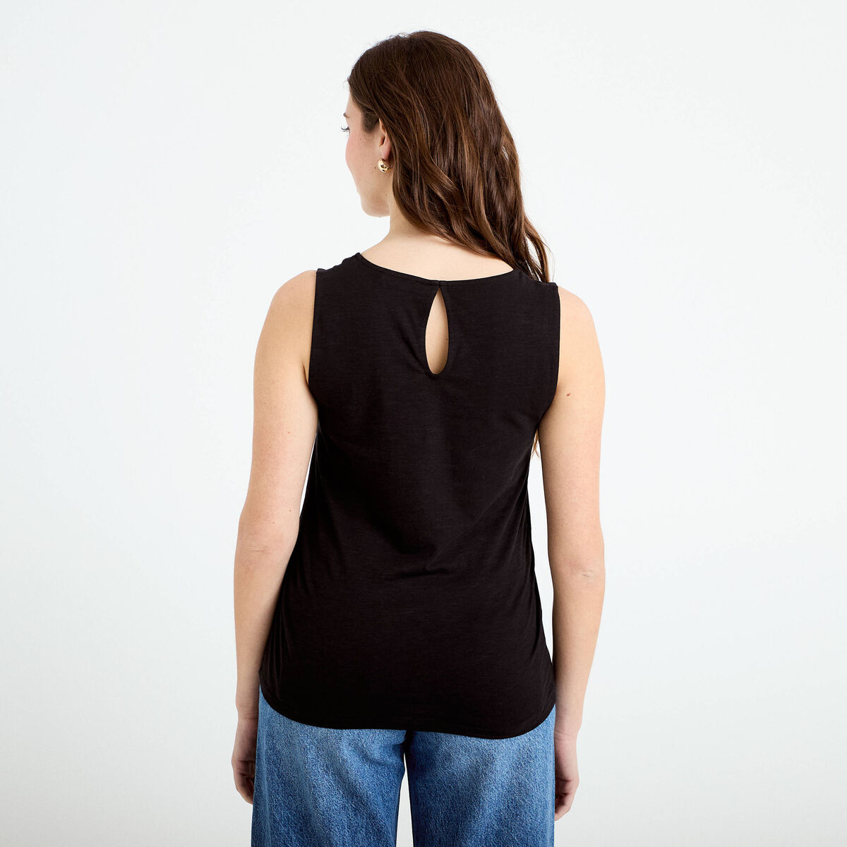 D&eacute;bardeur col v noir femme