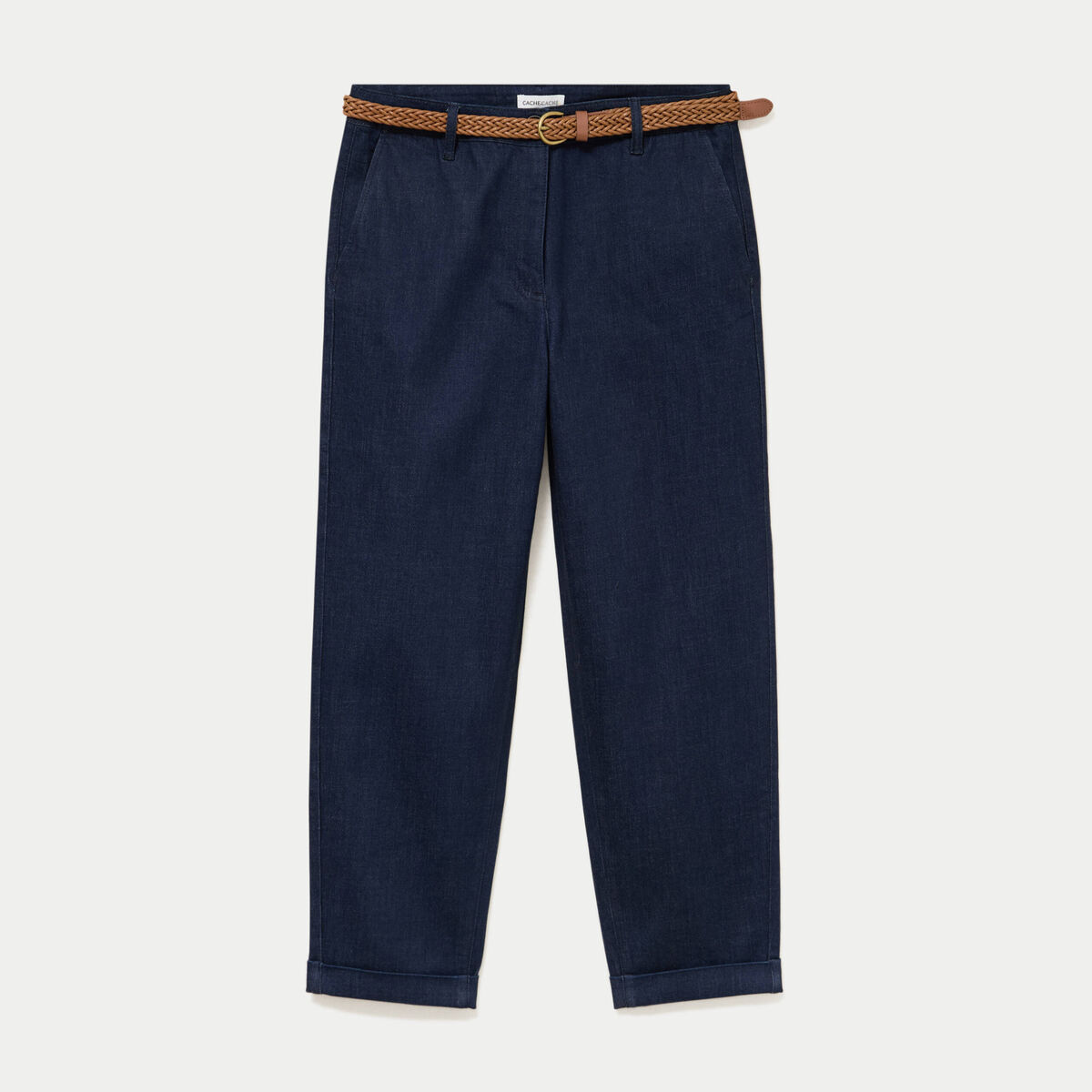 Jeans chino avec ceinture denim brut femme