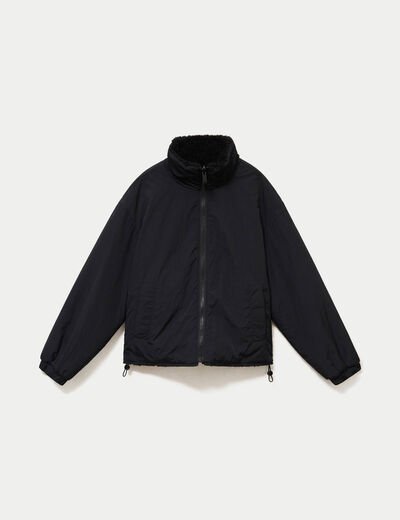Veste r&eacute;versible effet polaire noir femme