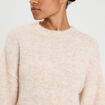 Pull col rond beige femme
