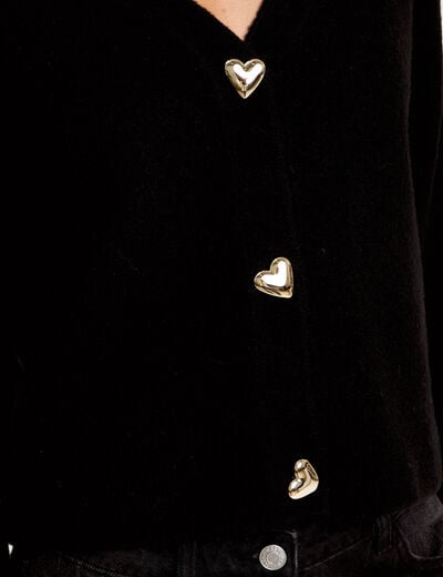 Gilet boutons coeur noir femme