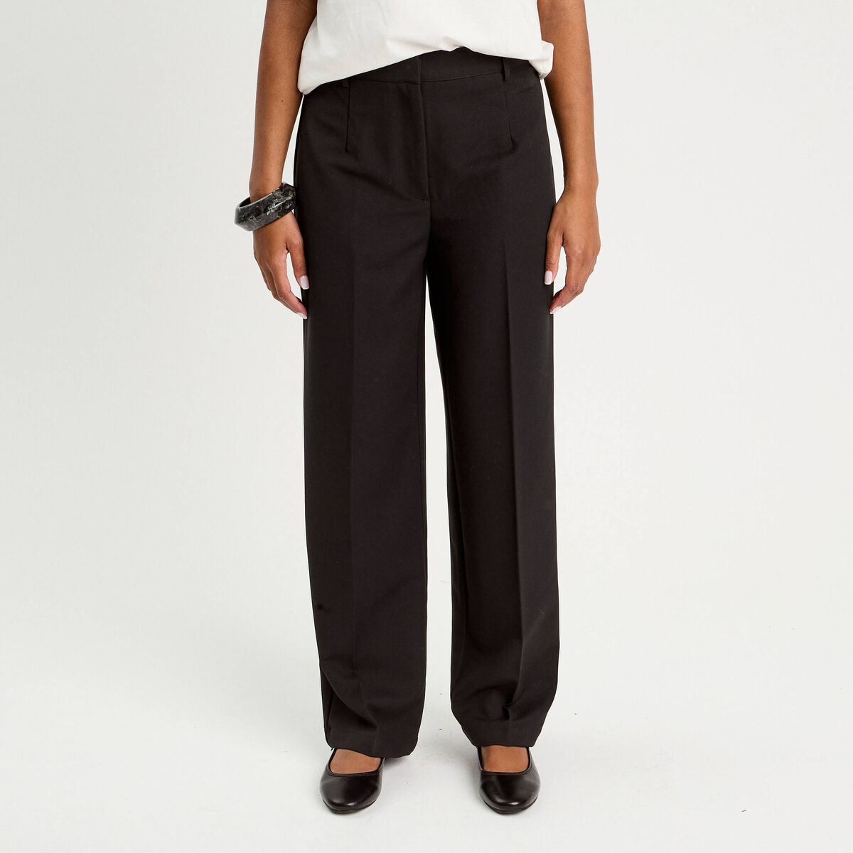 Pantalon large ventre plat noir femme