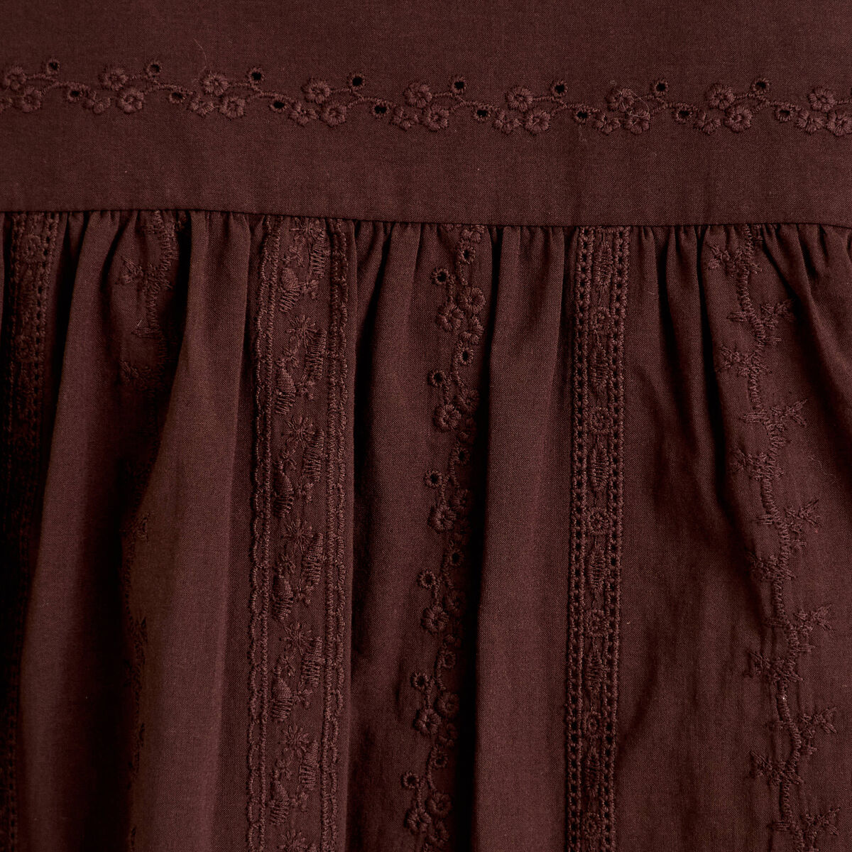 Chemise droite col classique manches 3/4 marron fonc&eacute; femme