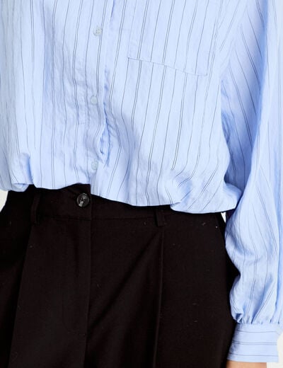 Chemise ample cropped effet boule bleu femme
