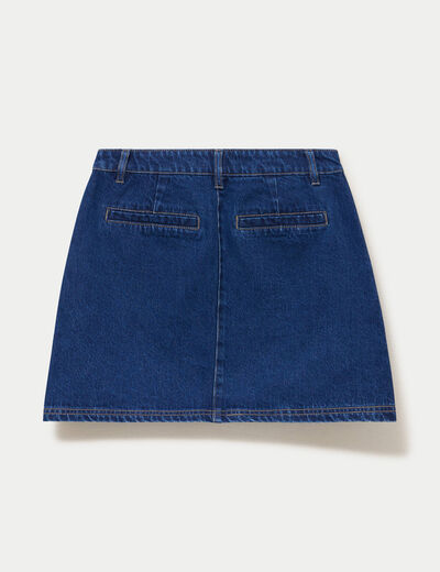 Jupe droite courte en jean denim double stone femme