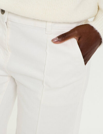 Jean wide leg taille standard denim blanc femme
